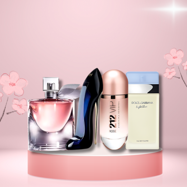 Set di 4 Profumi 212 VIP Rosé+  La Vie est Belle + Good Girl + Light Blue 100ml