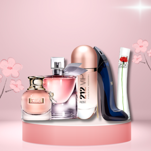 Set di 5 Profumi Scandal + 212 VIP Rosé + La Vie est Belle + Good Girl + Flower by Kenzo 100ml