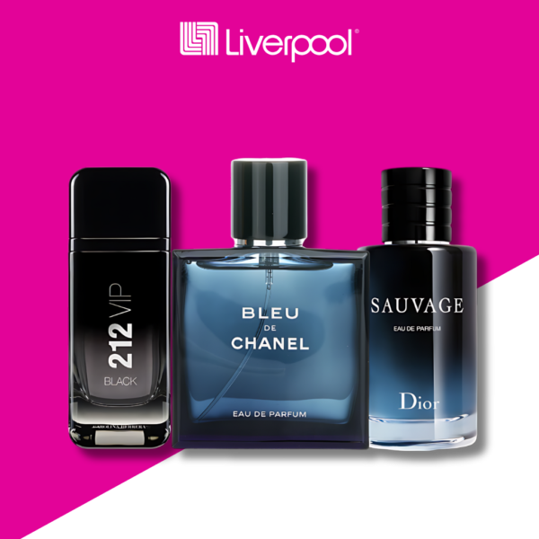 Set di 3 Profumi 212 VIP Black + Bleu de Chanel + Sauvage 100ml
